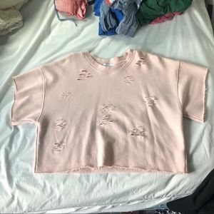 Distressed Pink Crop Top